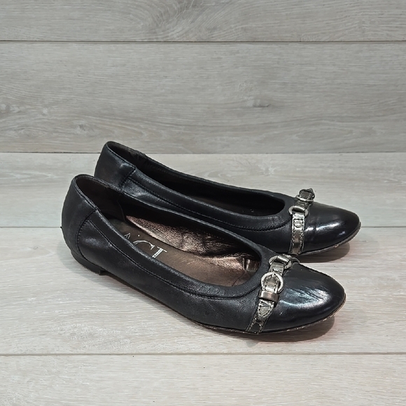 AGL Attilio Giusti Leombruni Women's Black Ballet Flats Leather Shoes 38/8 - Picture 1 of 14
